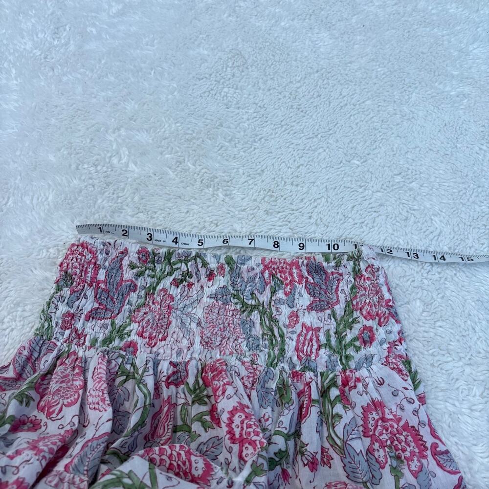 Womens Cotton Pink Floral Maxi Skirt Beach Boho Indie Tomato Granola Girl OS - Picture 4 of 6